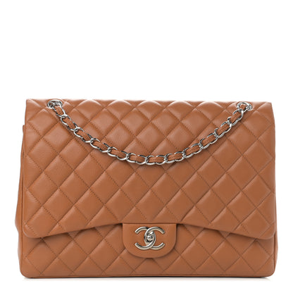 Chanel Caviar Quilted Maxi Double Flap Light Brown 1 of 15