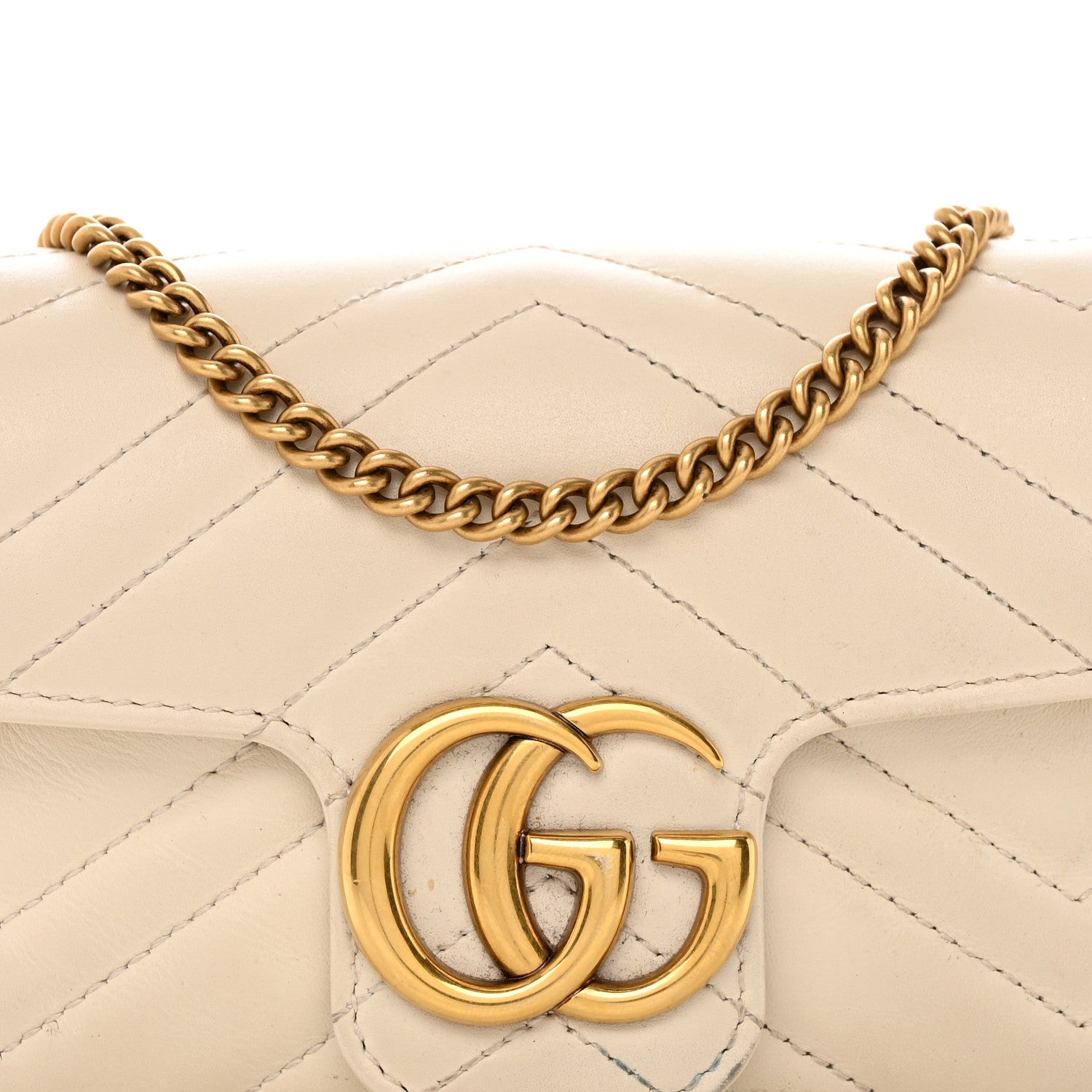 Gucci Calfskin Matelasse Super Mini GG Marmont Shoulder Bag White 8 of 23