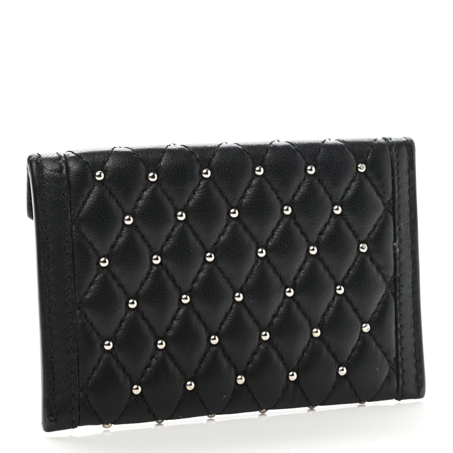 Nappa Studded Skull Envelope Card Holder Black