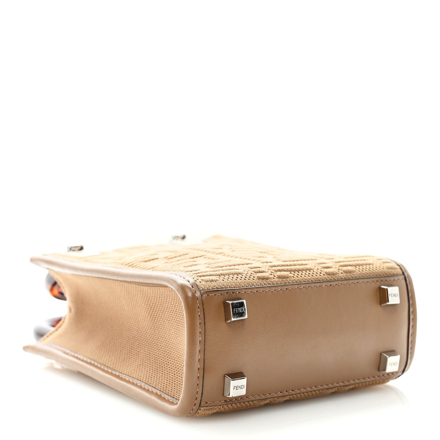 Technical Fabric Vitello Ceylon Plexiglass FF Mini Fendi Sunshine Shopper Tote Sand