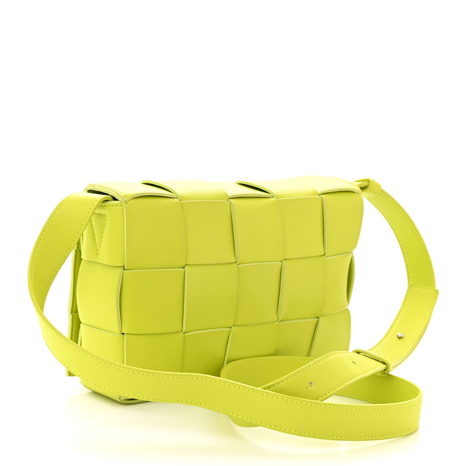 Bottega Veneta Lambskin Maxi Intrecciato Cassette Crossbody Bag Acid Kiwi 3 of 11