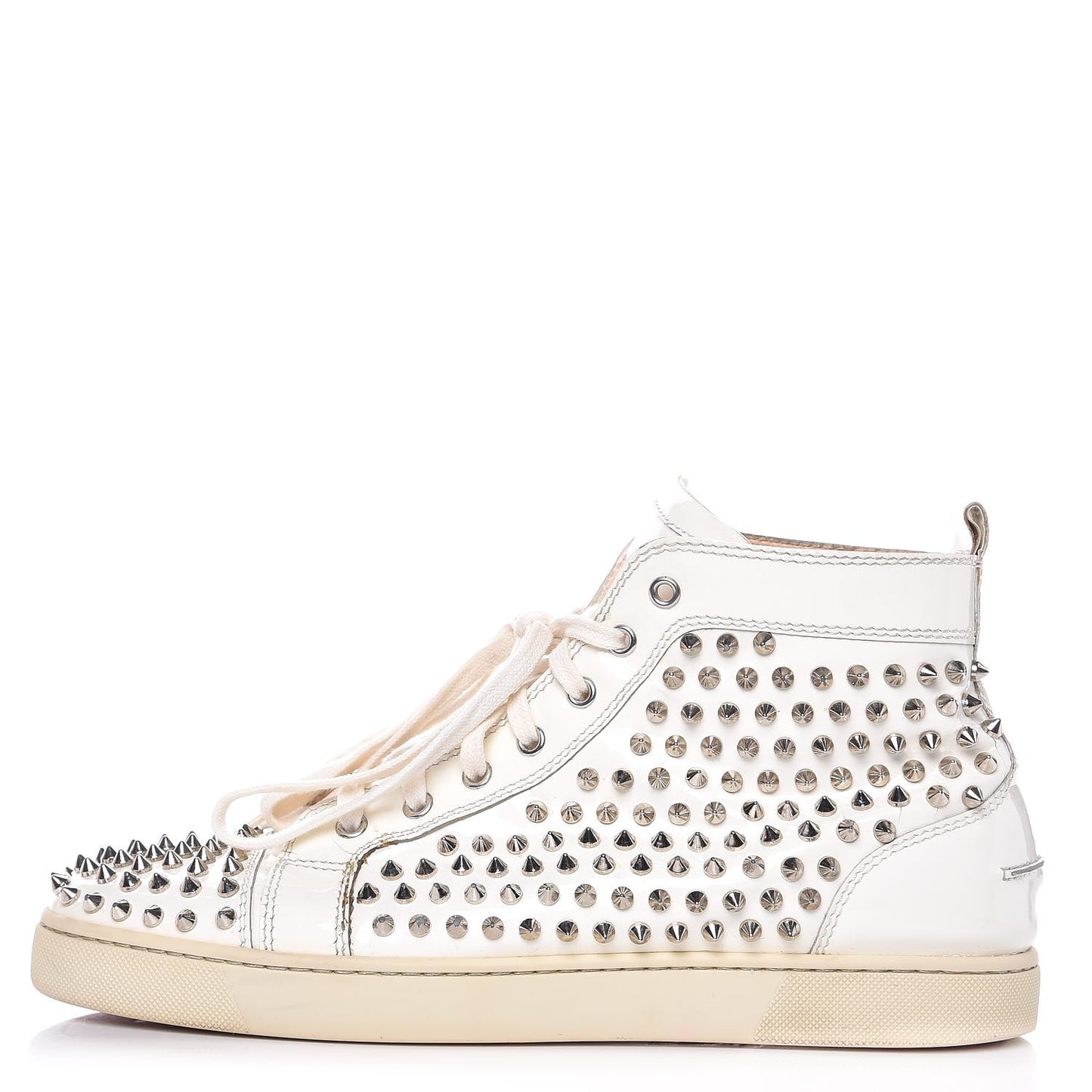 Patent Louis Spikes Flat Sneakers 44 White
