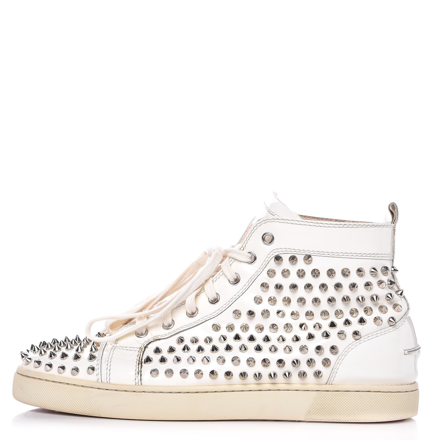 Christian Louboutin Patent Louis Spikes Flat Sneakers 44 White 1 of 16