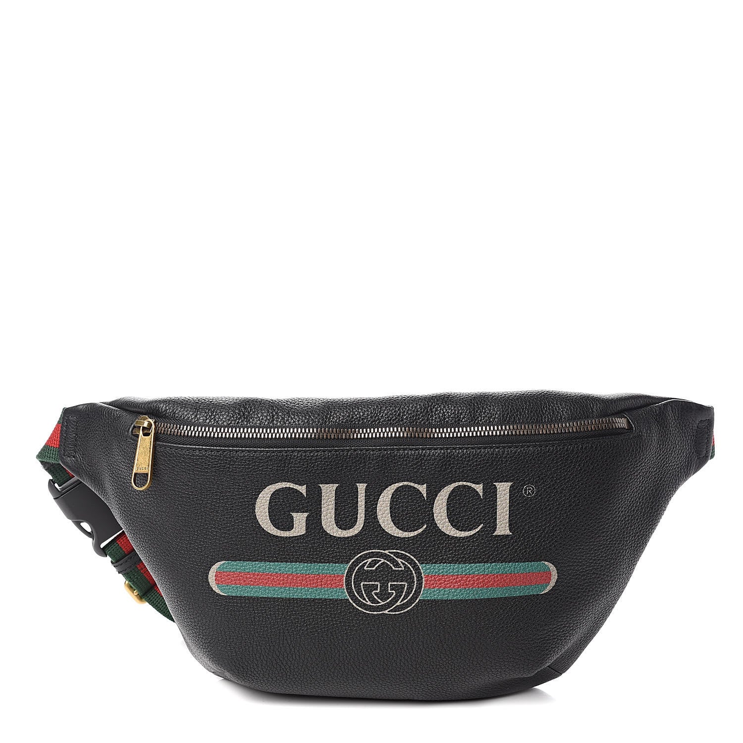 Gucci Grained Calfskin Logo Belt Bag Black 1 of 11