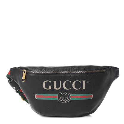 Gucci Grained Calfskin Logo Belt Bag Black 1 of 11