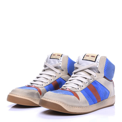 Gucci Nubuck Web Mens Screener High Top Sneakers 9.5 Dusty Milk Bright Splash 3 of 10