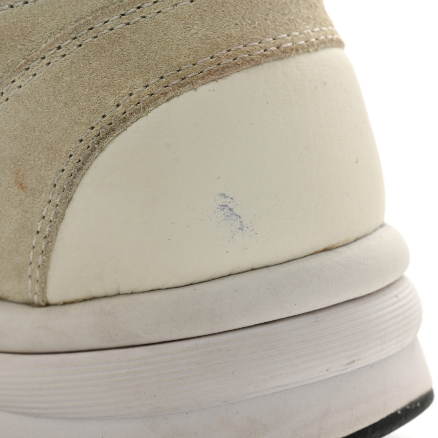 Chanel Mesh Suede Calfskin Grained Calfskin Womens CC Sneakers 39.5 White Black 8 of 14