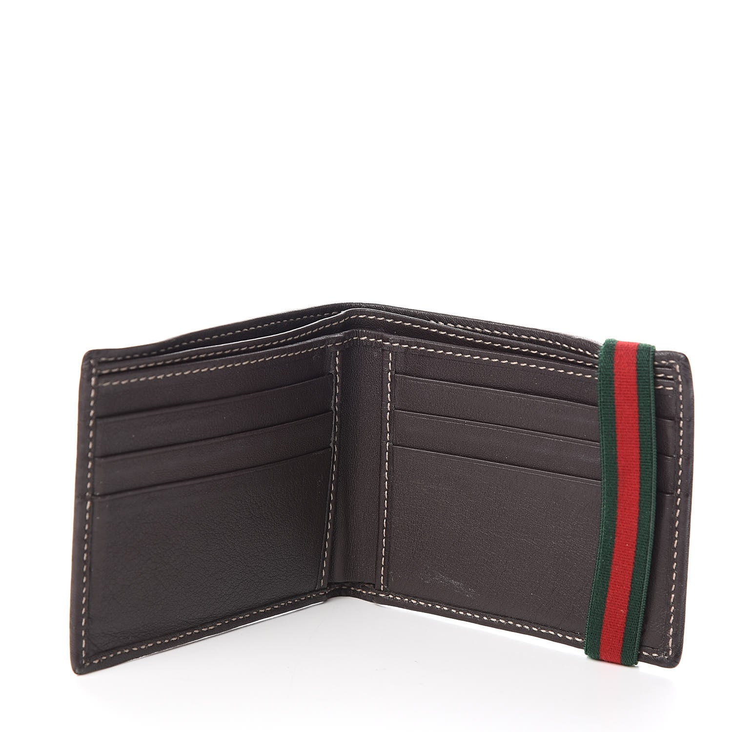 Gucci Monogram Web Band Bi-Fold Wallet Brown 5 of 8