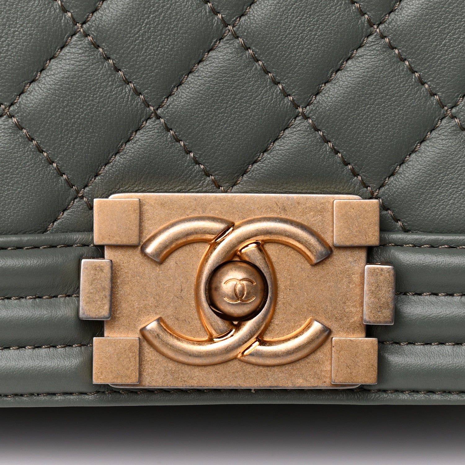 Chanel Calfskin Quilted Medium Boy Flap Dark Green 14 of 18