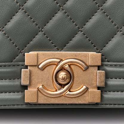 Chanel Calfskin Quilted Medium Boy Flap Dark Green 12 of 16