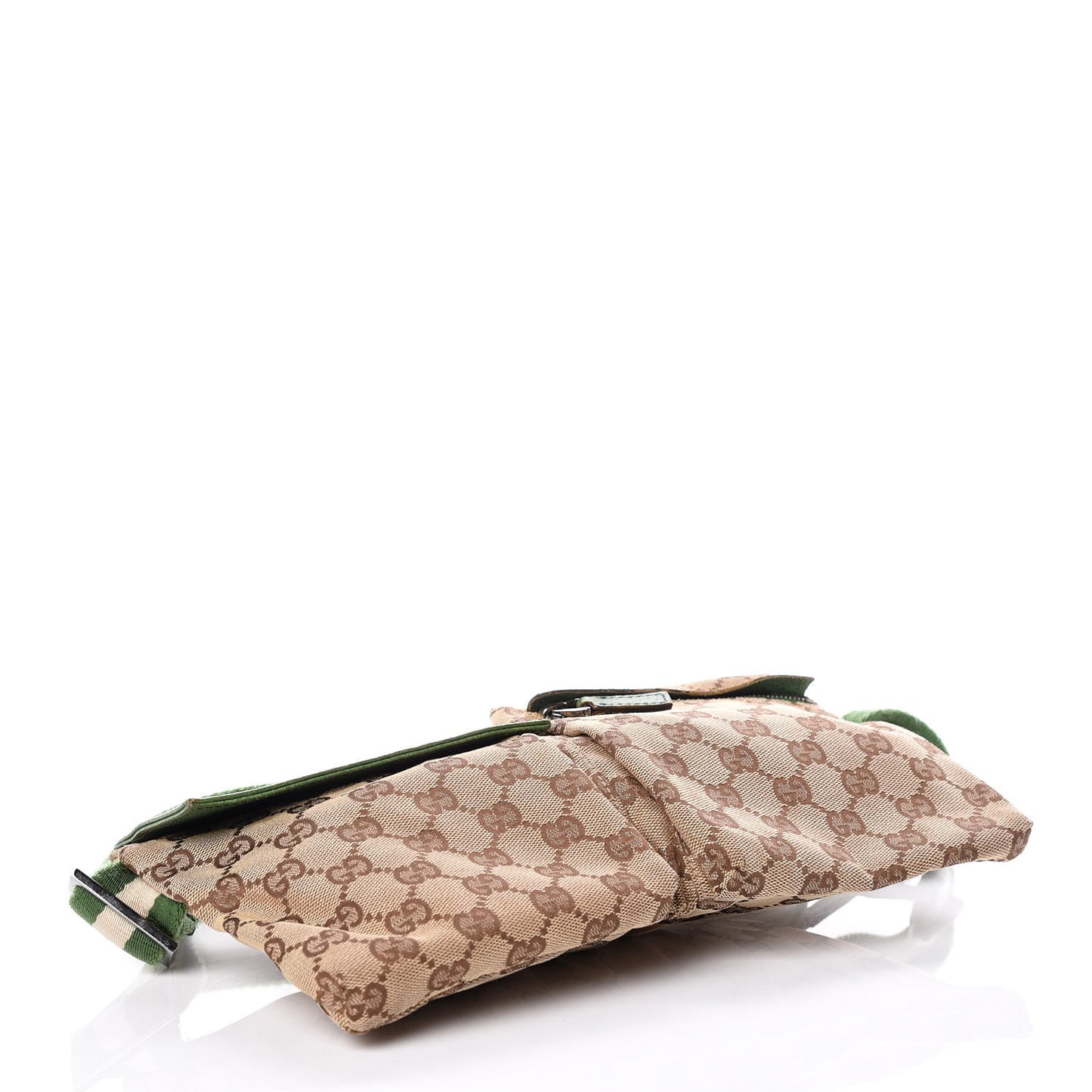 GG Monogram Web Double Pocket Belt Bag Green