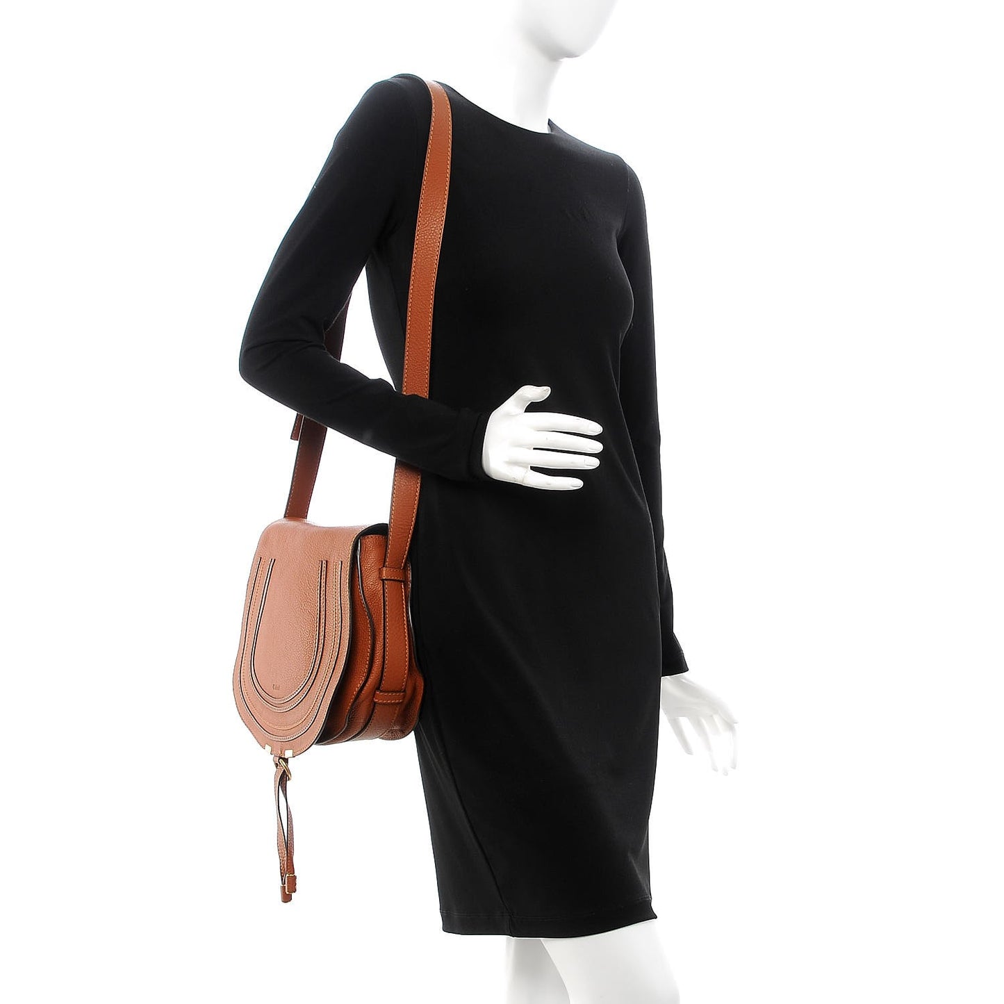 Calfskin Medium Marcie Round Crossbody Bag Tan