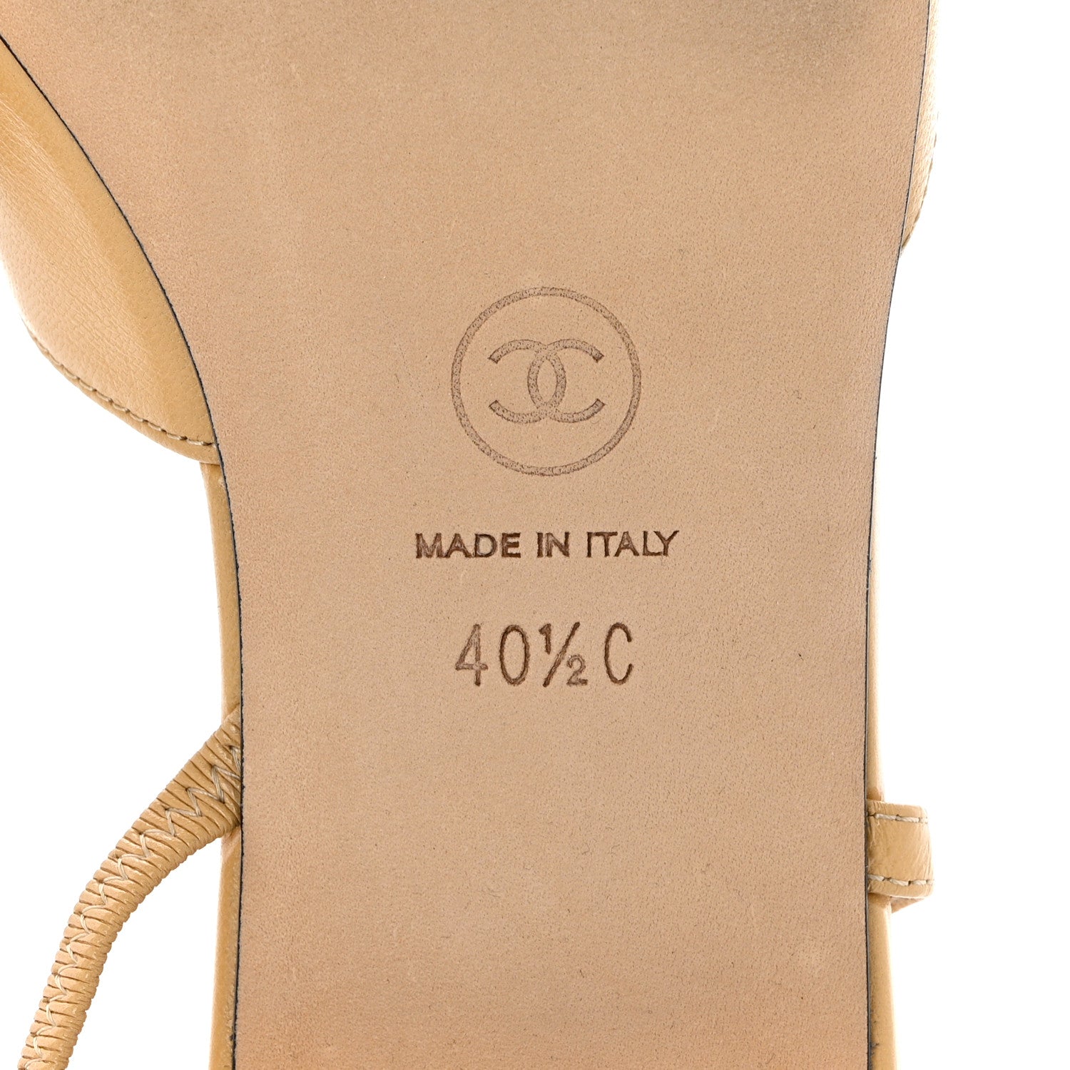 Chanel Lambskin Grosgrain Cap Toe CC Slingback Sandals 40.5 Beige Black 8 of 8