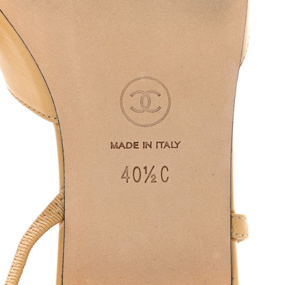 Chanel Lambskin Grosgrain Cap Toe CC Slingback Sandals 40.5 Beige Black 8 of 8