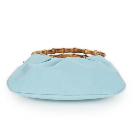 Top Handle Bamboo Evening Bag Blue