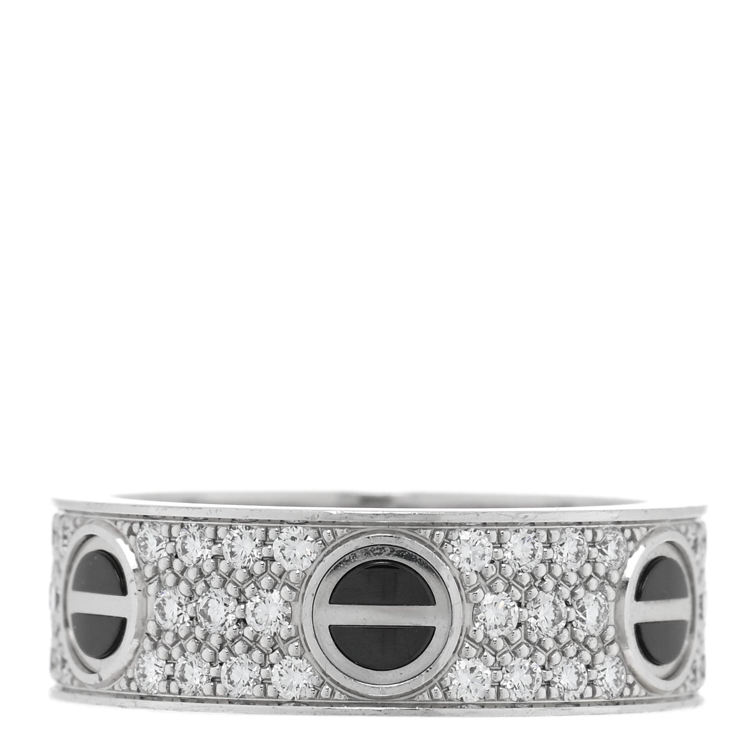Cartier 18K White Gold Diamond Ceramic LOVE Paved Ring 53 6.5 1 of 4