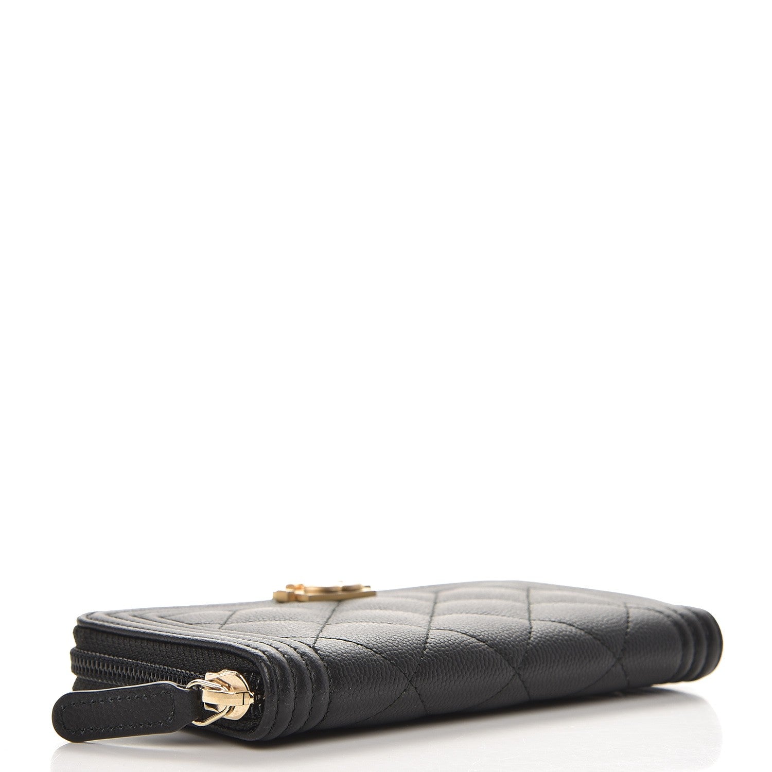 Chanel Caviar Quilted Boy Small Zip Around Wallet Black 4 of 9