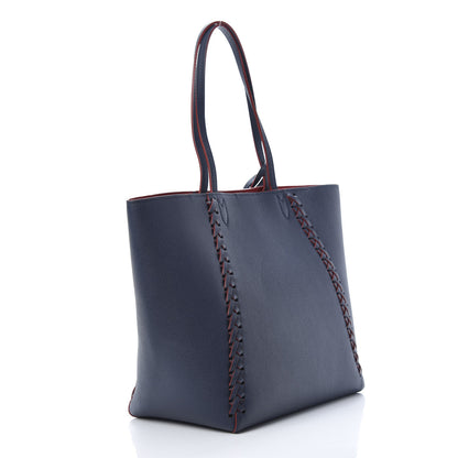 Louis Vuitton Calfskin Braided Lockme Cabas Marine Rouge 3 of 12