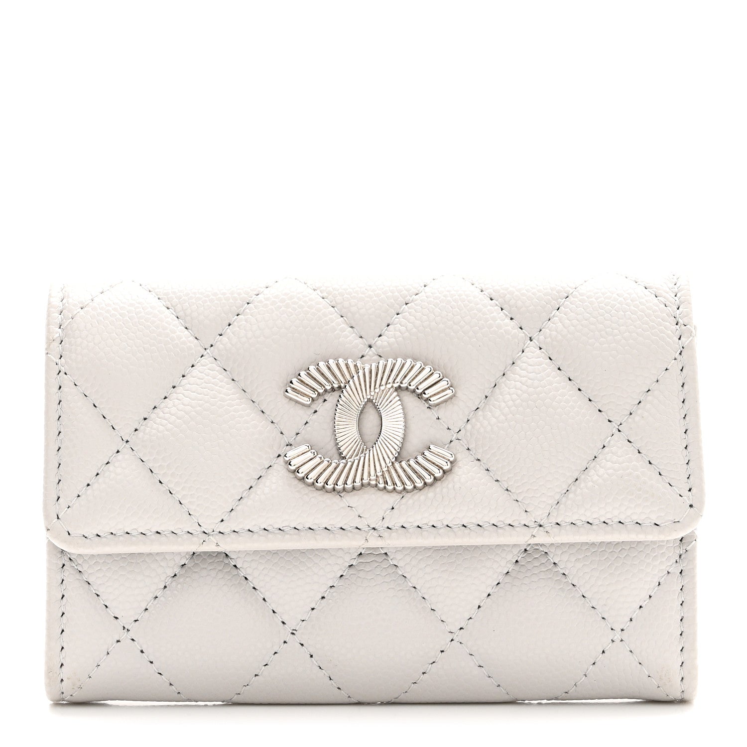 Chanel Caviar Quilted CC Flap Card Holder Light Grey 1 of 10