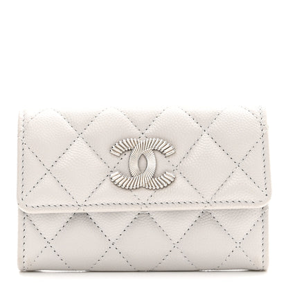 Chanel Caviar Quilted CC Flap Card Holder Light Grey 1 of 10