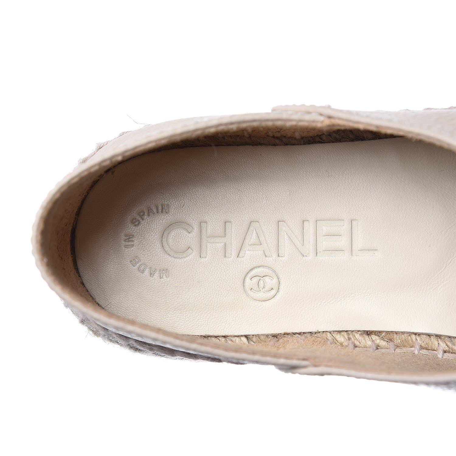 Chanel Grained Calfskin CC Espadrilles 37 Beige Black 6 of 9