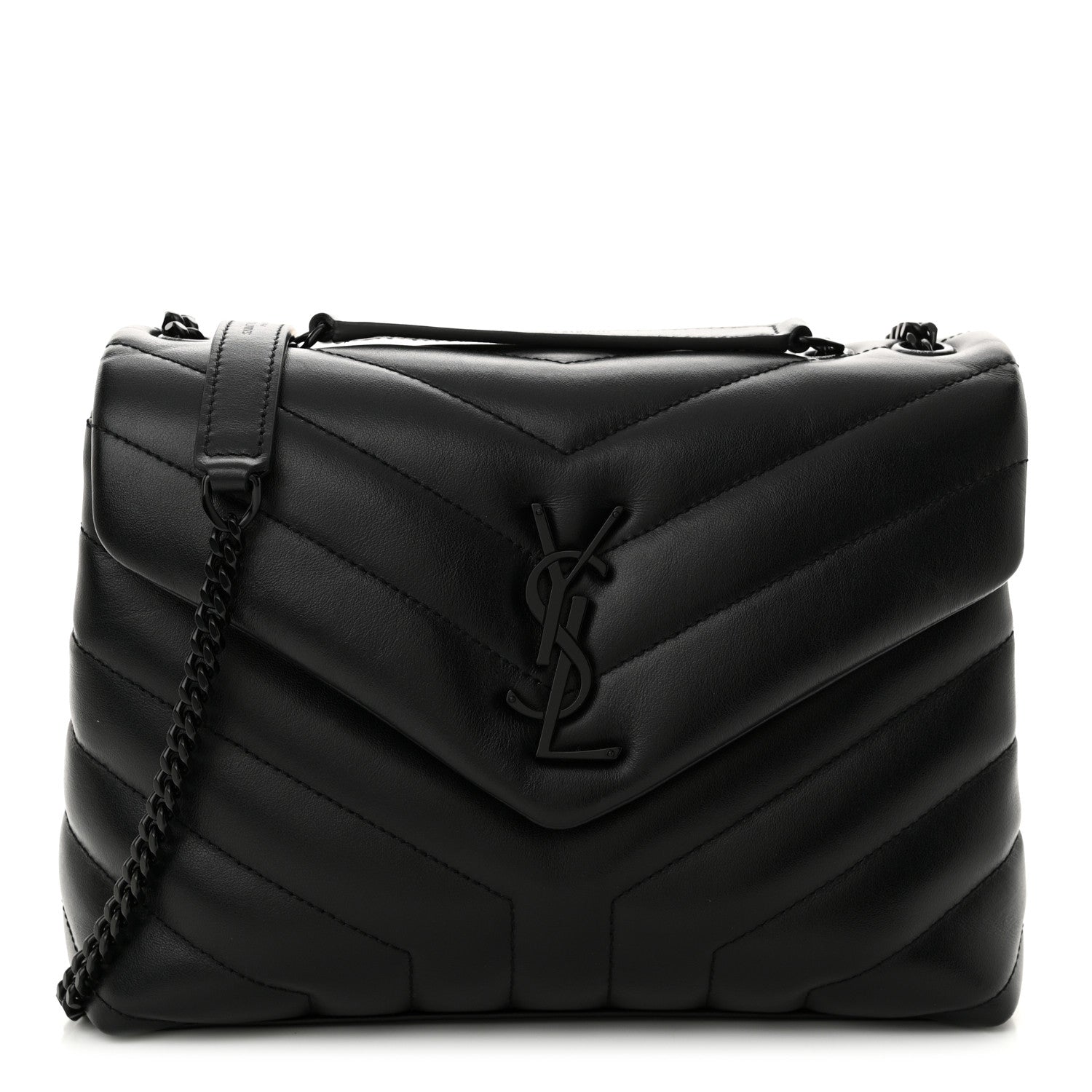 Saint Laurent Calfskin Y Quilted Monogram Monochrome Small Loulou Chain Satchel Black 1 of 11