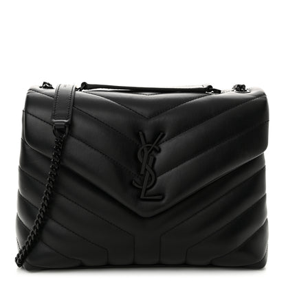 Saint Laurent Calfskin Y Quilted Monogram Monochrome Small Loulou Chain Satchel Black 1 of 11