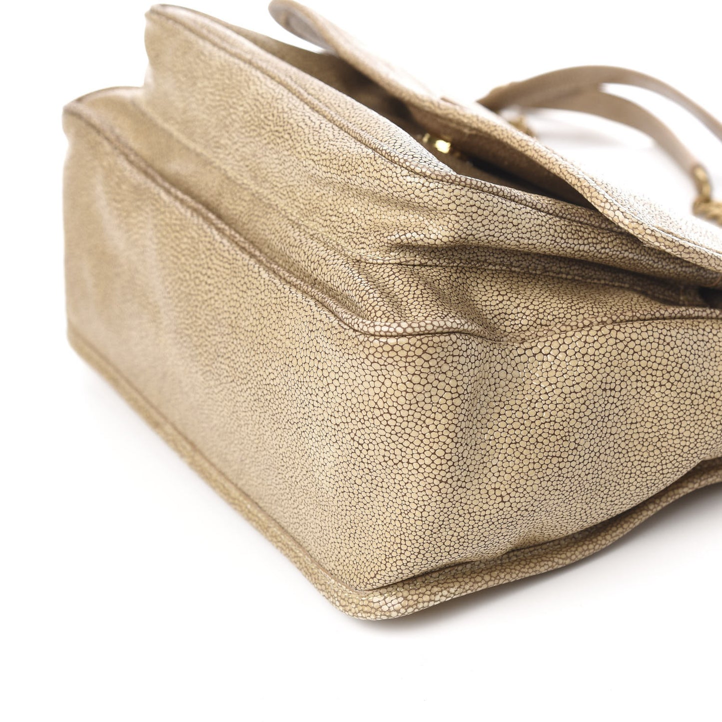 Stingray Embossed Monogram Medium Niki Chain Satchel Beige
