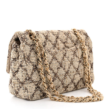 Chanel Metallic Tweed Quilted Medium Single Flap Beige Multicolor 3 of 12