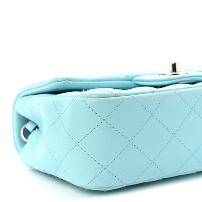 Chanel Lambskin Quilted Mini Rectangular Flap Neon Blue 9 of 11