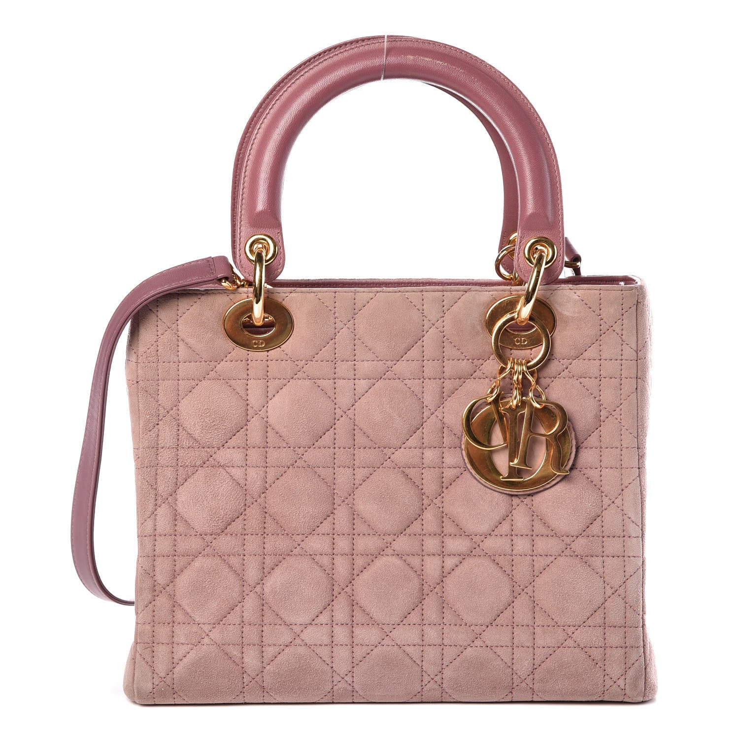 Christian Dior Suede Cannage Medium Lady Dior Pink 1 of 13