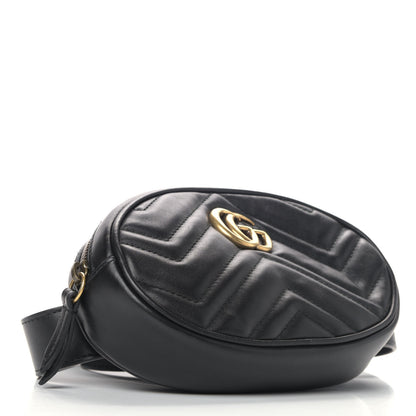 Gucci Calfskin Matelasse GG Marmont Belt Bag 95 38 Black 3 of 6