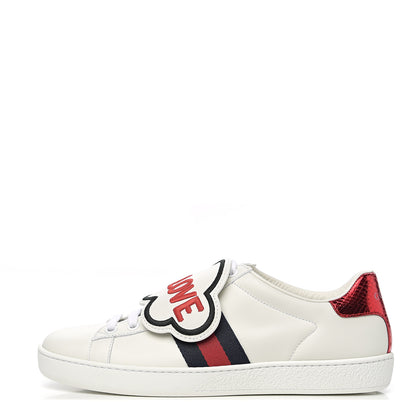 Gucci Calfskin Ayers Blind For Love Embroidered Womens Ace Sneakers 37 White 1 of 10