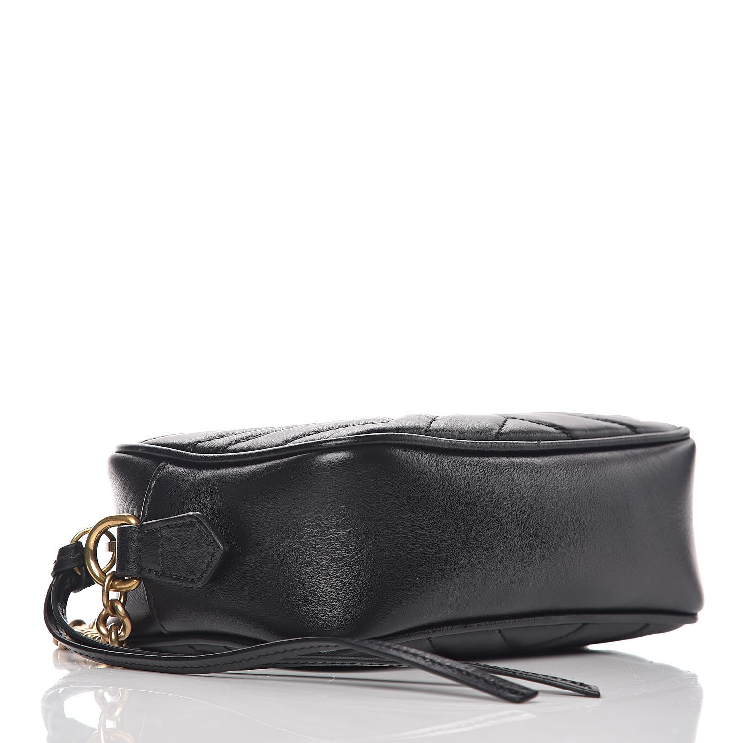 Gucci Calfskin Matelasse Mini GG Marmont Chain Shoulder Bag Black 4 of 10
