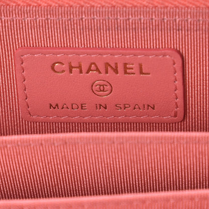 Chanel Metallic Caviar Quilted Zip Coin Purse Pink 10 of 12