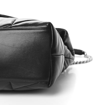 Saint Laurent Lambskin Quilted Medium Loulou Puffer Monogram Chain Satchel Black 10 of 12