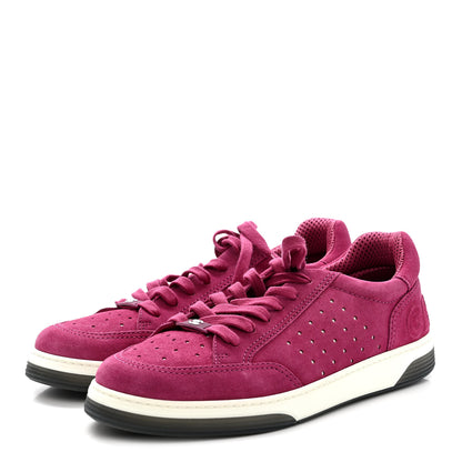 Chanel Suede Calfskin Logo Sneakers 41 Dark Pink 4 of 8