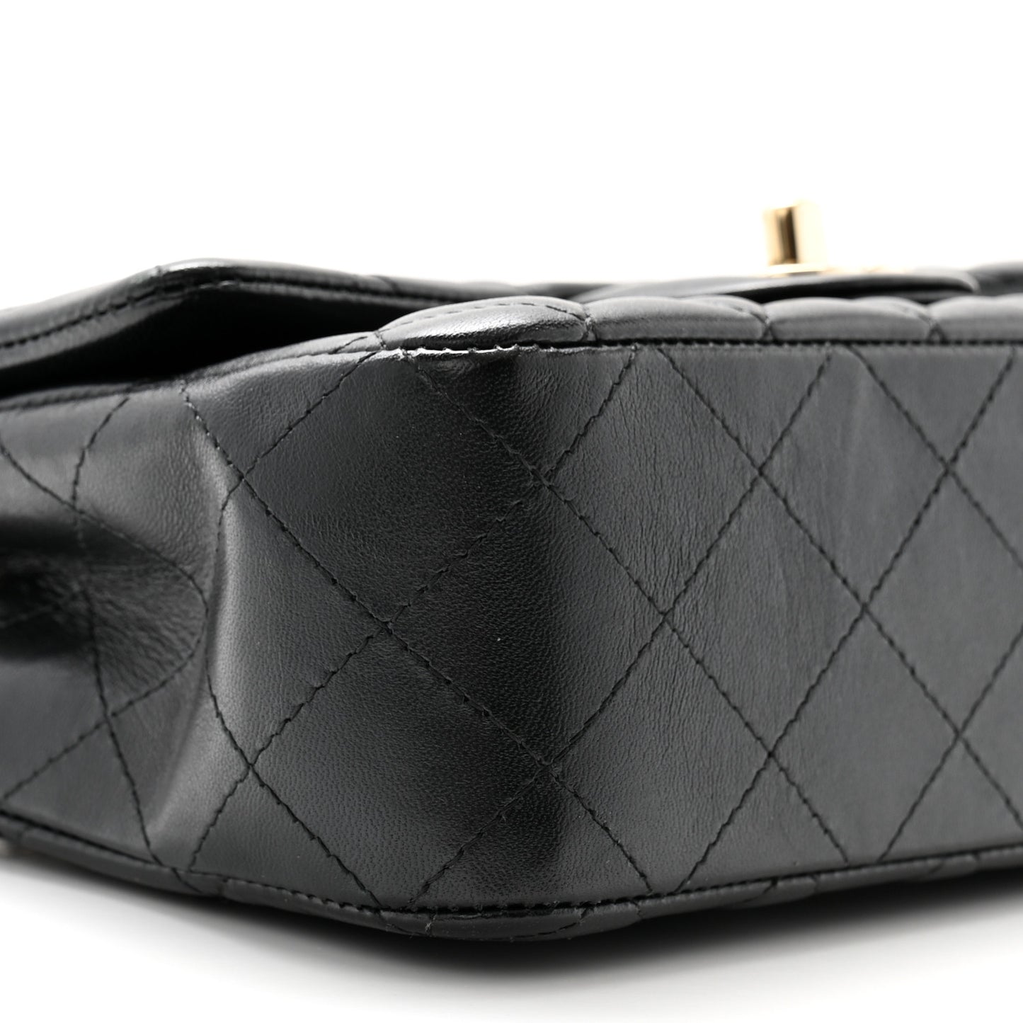 Lambskin Quilted Mini Rectangular Flap Black