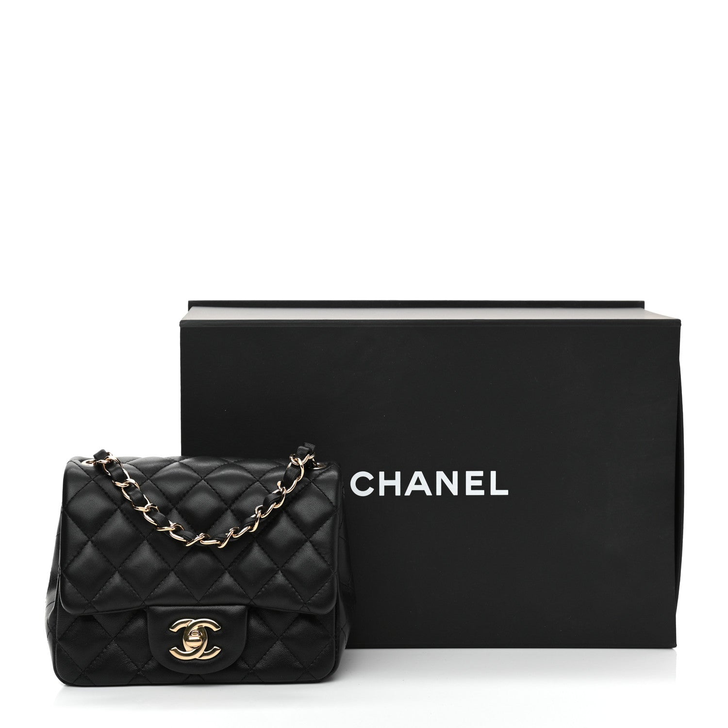 Chanel Lambskin Quilted Mini Square Flap Black 9 of 9