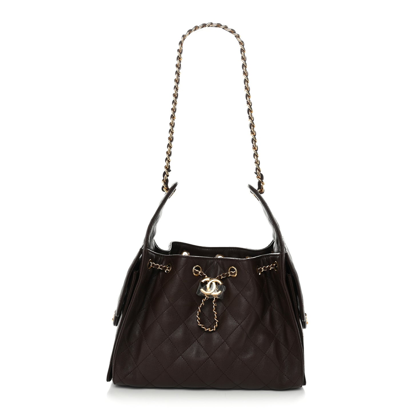 Caviar Quilted Small Chanel 25 Handbag Dark Brown