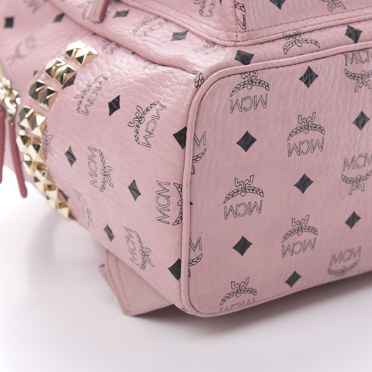 MCM Visetos Small Side Stud Stark Backpack Pink 8 of 16