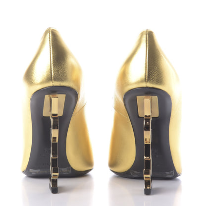 Saint Laurent Calfskin Opyum 100 Pumps 36.5 Gold 6 of 10