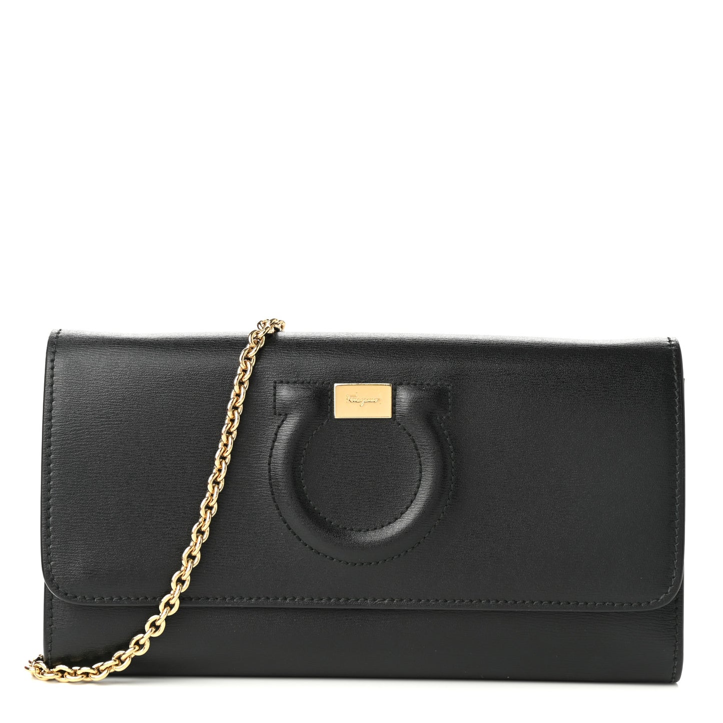 Calfskin City Wallet On Chain Black Lipstick