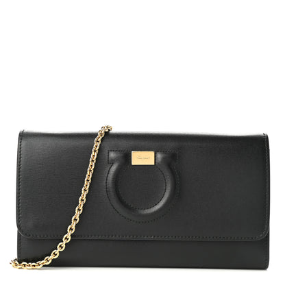 Salvatore Ferragamo Calfskin City Wallet On Chain Black Lipstick 1 of 7