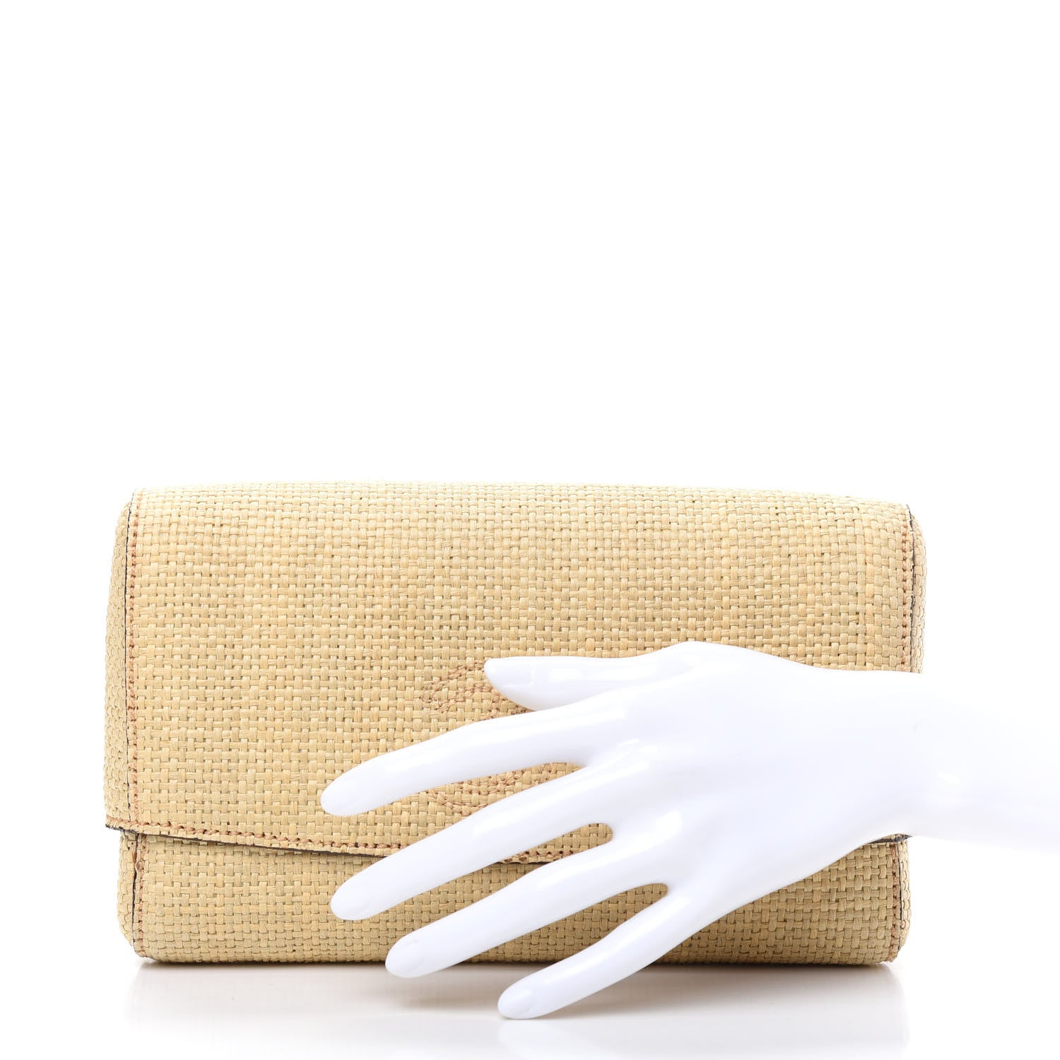 Chanel Woven Straw Raffia Clutch Beige 2 of 7