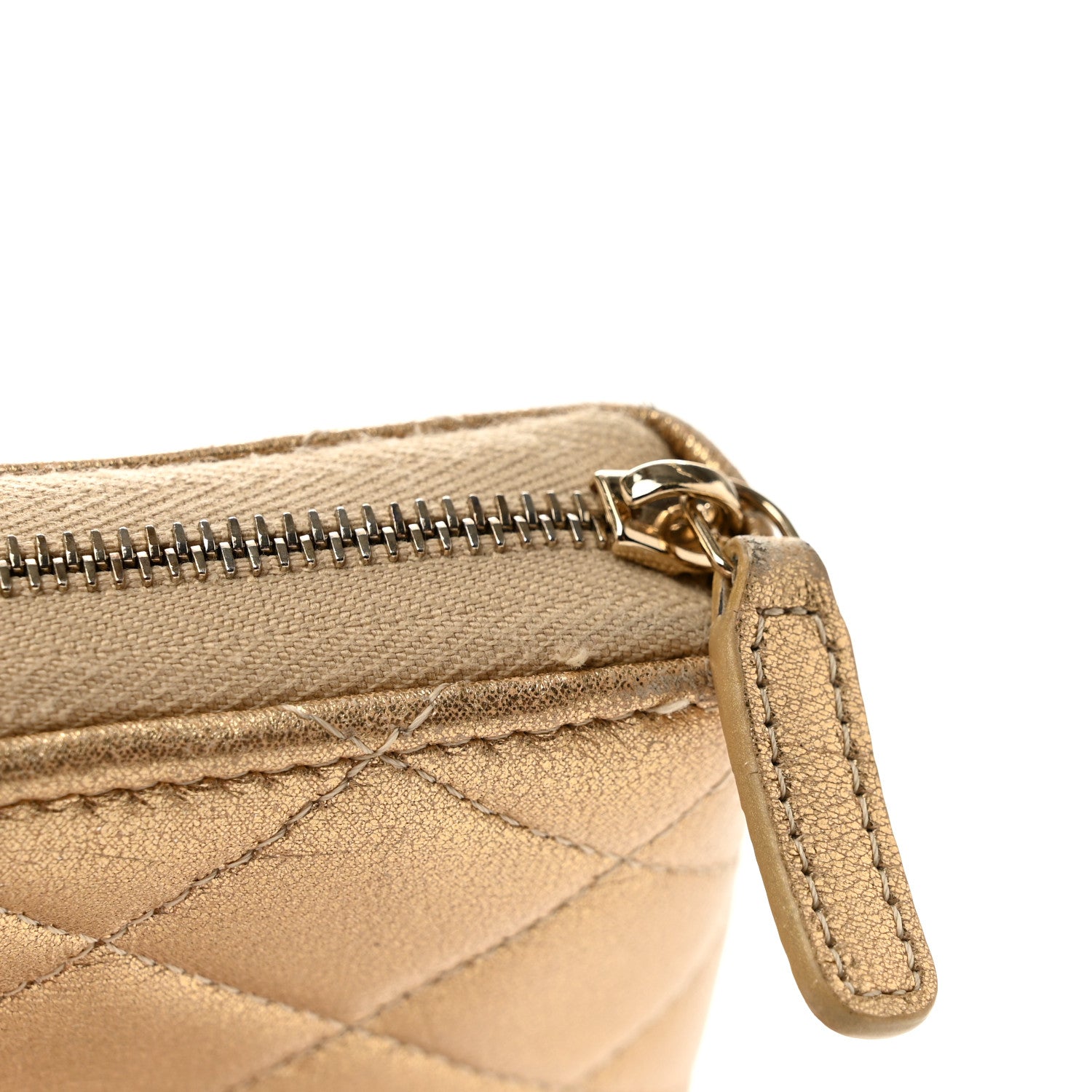Chanel Metallic Lambskin Quilted Large Gusset Zip Around Wallet Gold 11 of 12