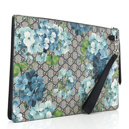 Gucci GG Supreme Monogram Blooms Medium Documents Holder Beige Blue Black 3 of 8