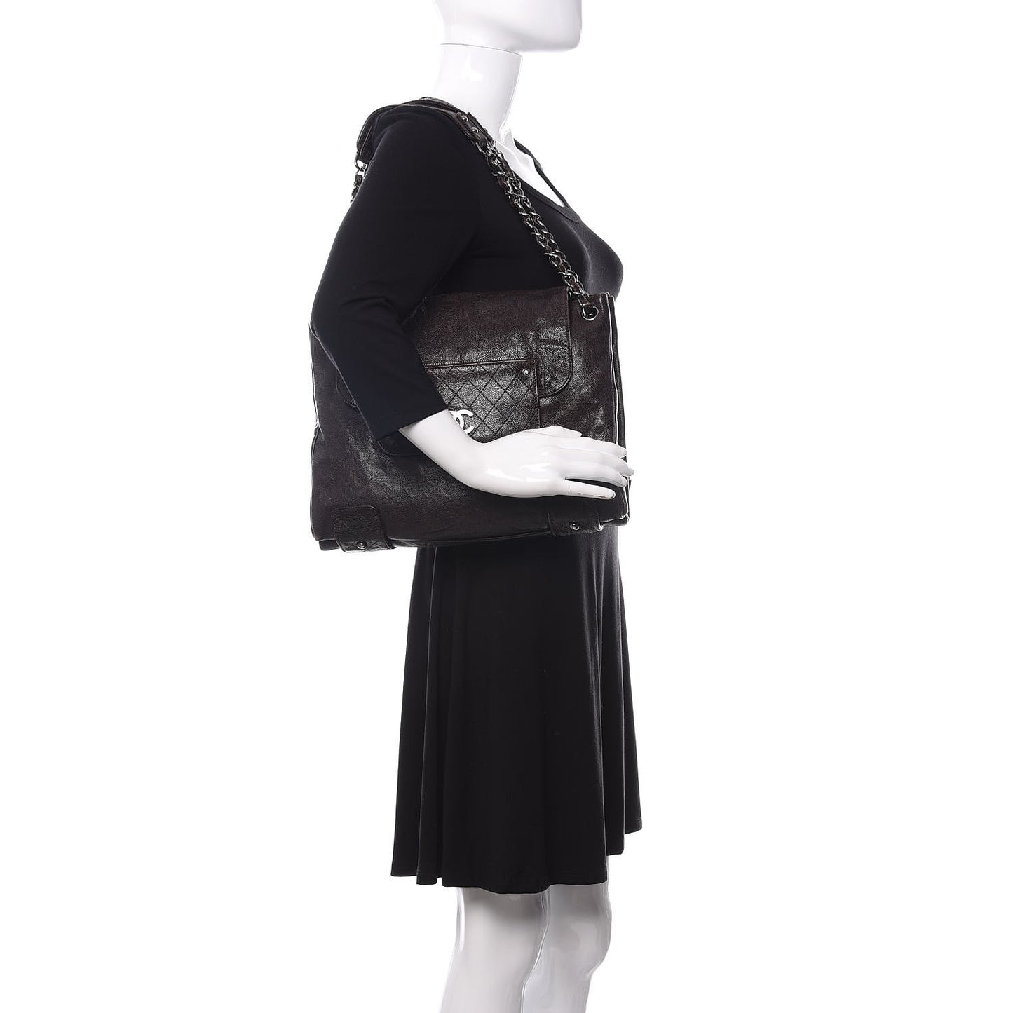 Glazed Caviar Pocket In The City Tote Brown