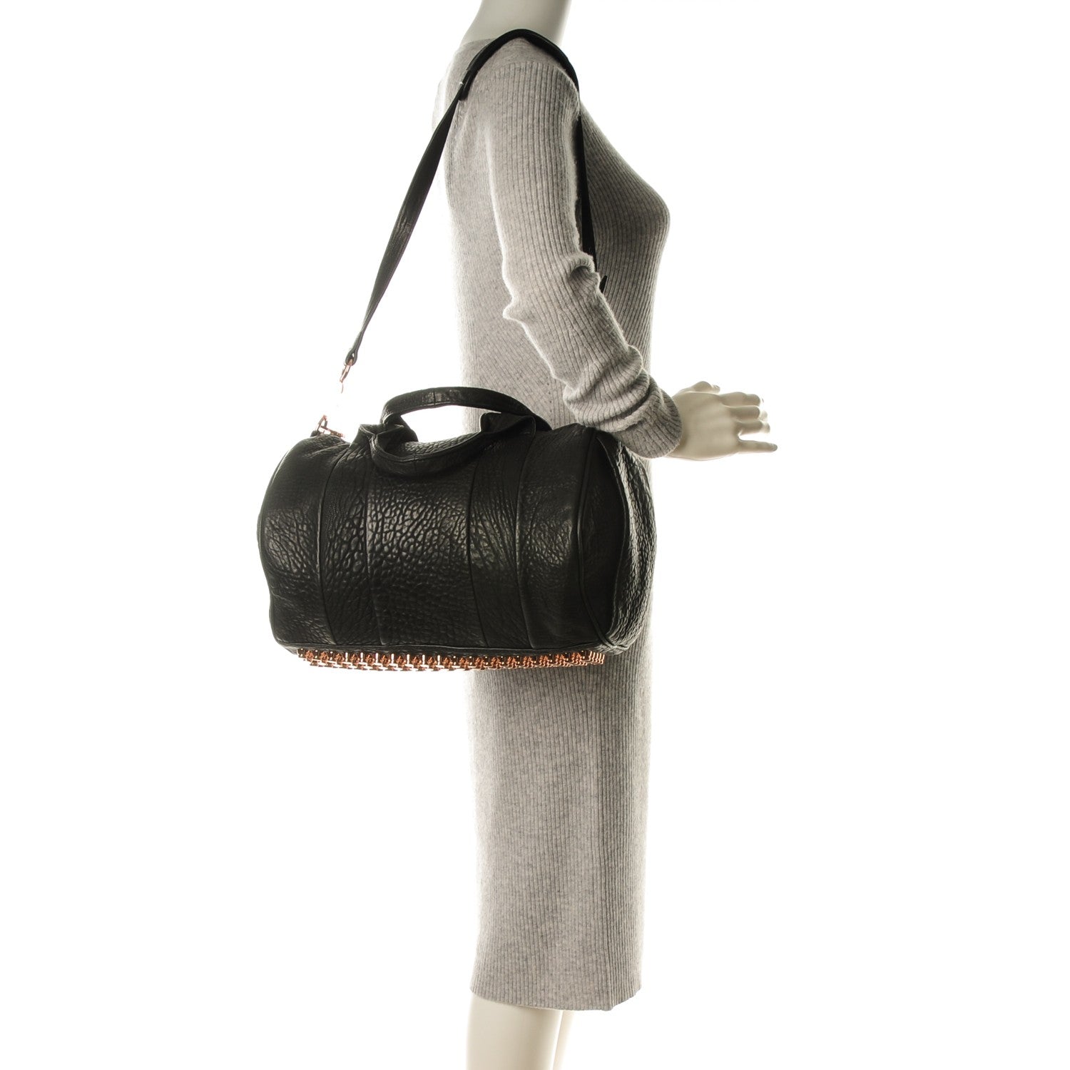 Alexander Wang Pebbled Lambskin Rocco Black Rose Gold Hardware 2 of 6