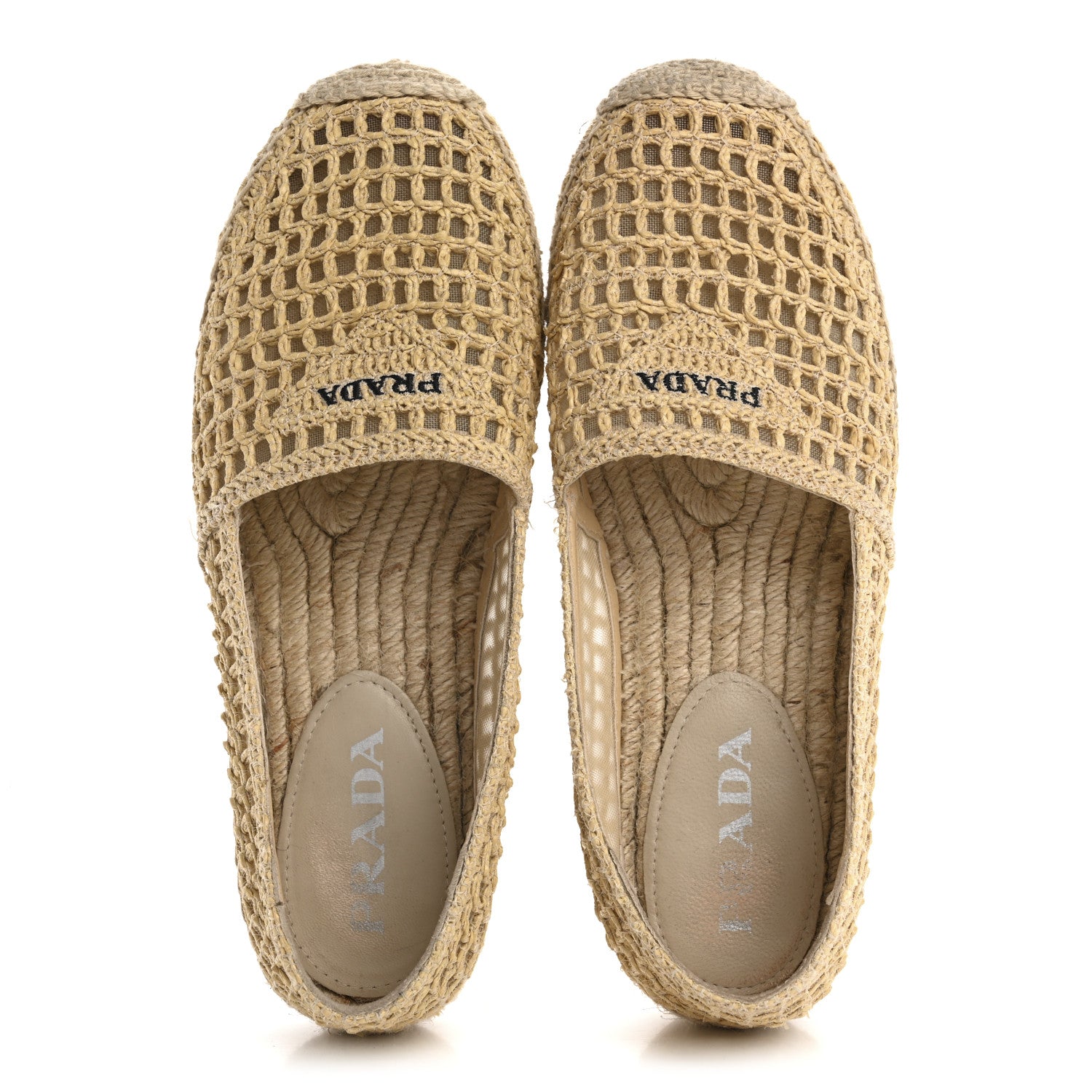 Prada Raffia Triangle Logo Crochet 20mm Espadrilles 38 Naturale 2 of 8